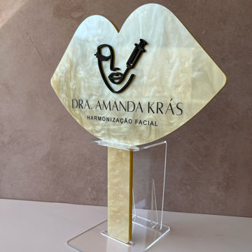 Espelho Personalizado BOCA DUPLO LUXO + SUPORTE acrilico clinica consultorio