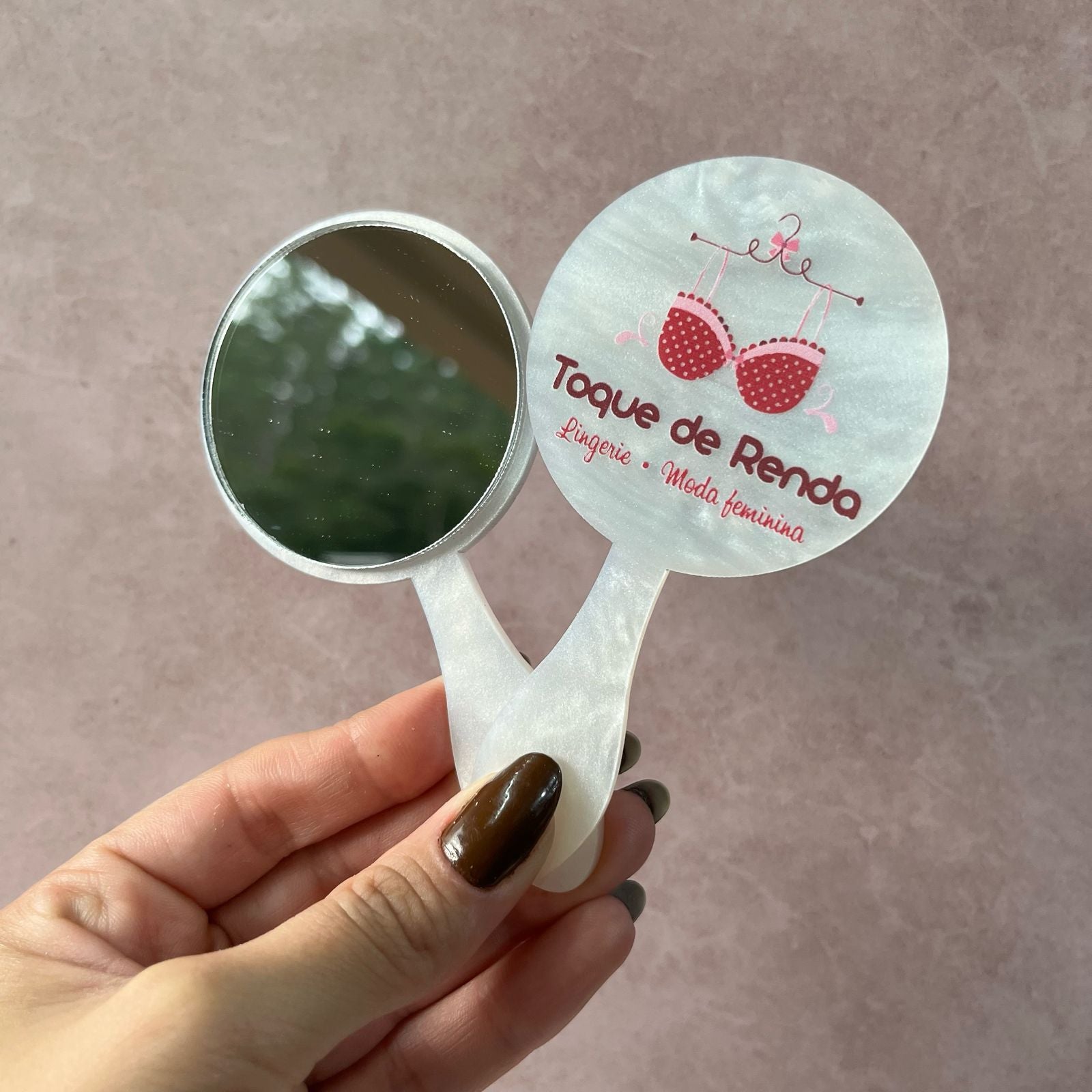 Espelho de bolsa KIT COM 10 com cabo acrílico beleza maquiagem mimo presente