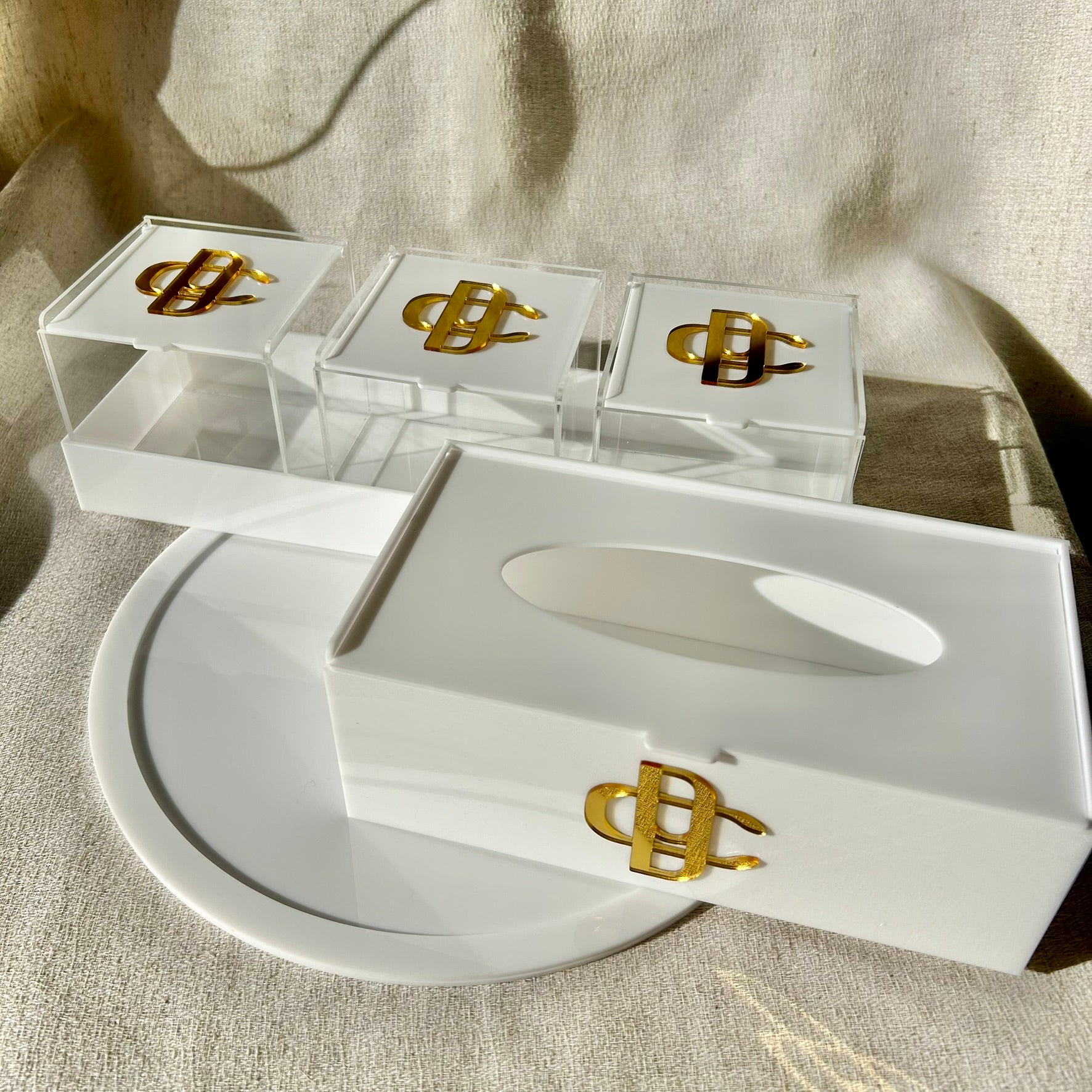 Kit organizador madreperola personalizado em acrilico