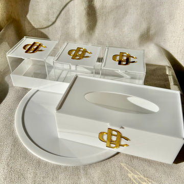 Kit organizador madreperola personalizado em acrilico