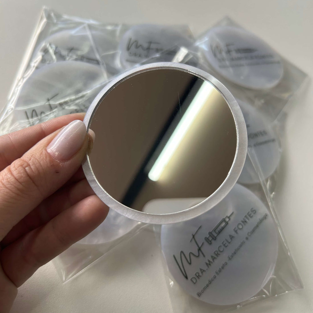 Espelhos de bolsa KIT COM 10 formato REDONDO acrilico personalizado brinde empresa cliente