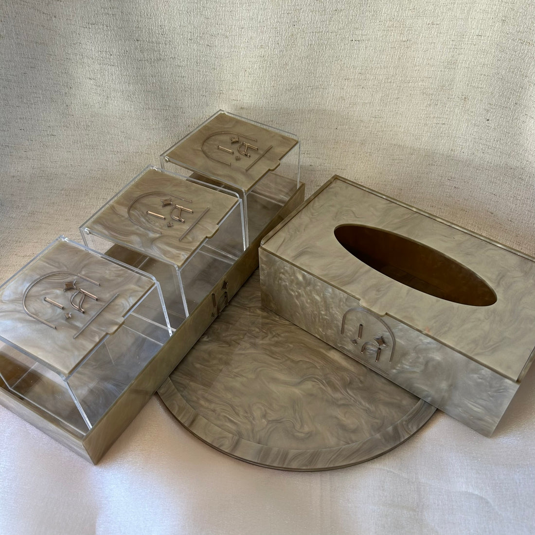 Kit organizador madreperola personalizado em acrilico