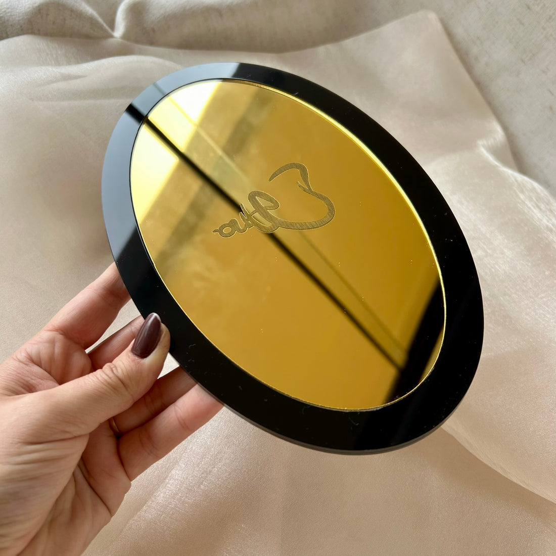 Bandeja oval espelhada personalizada