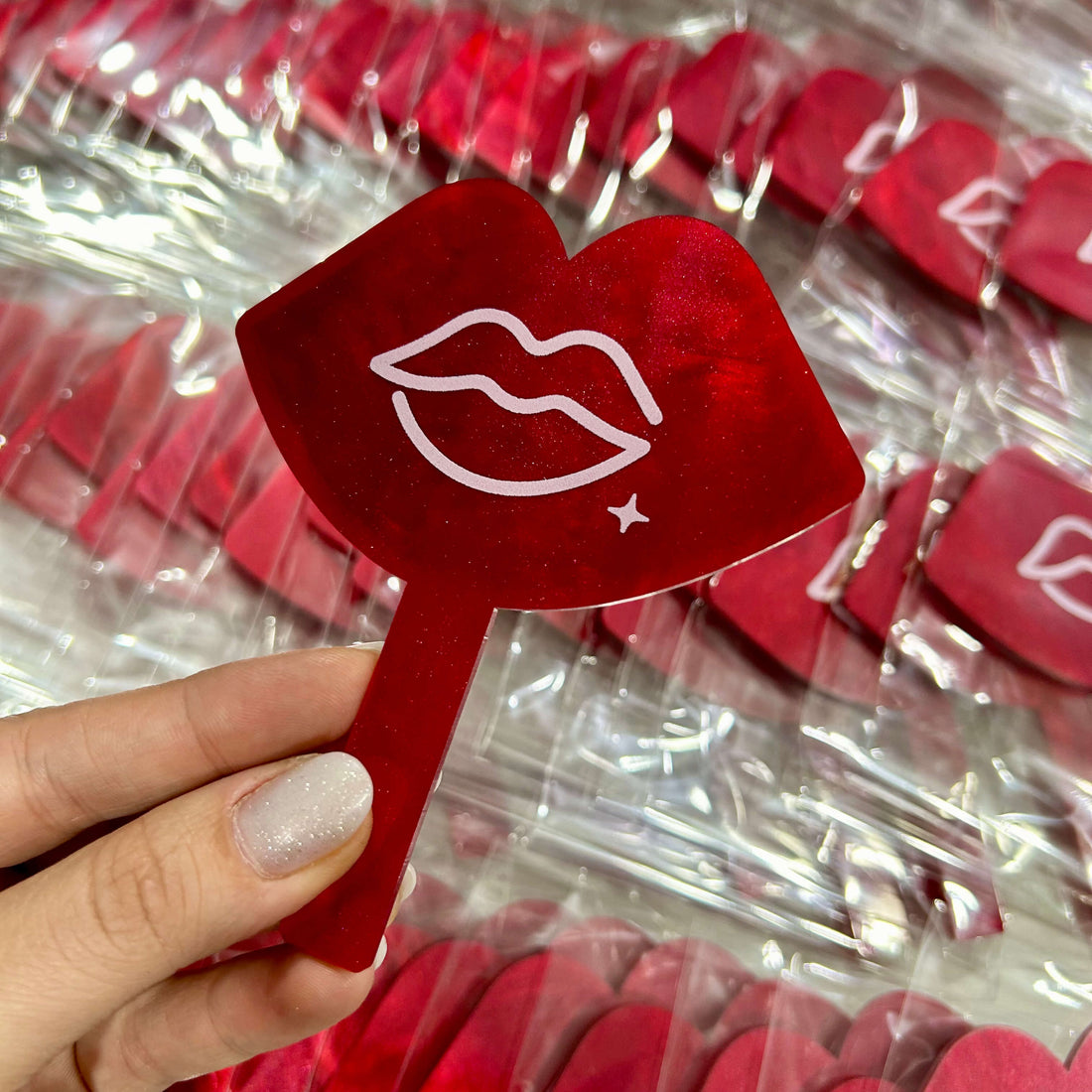 Espelho de bolsa KIT COM 10 formato Mini boca com cabo