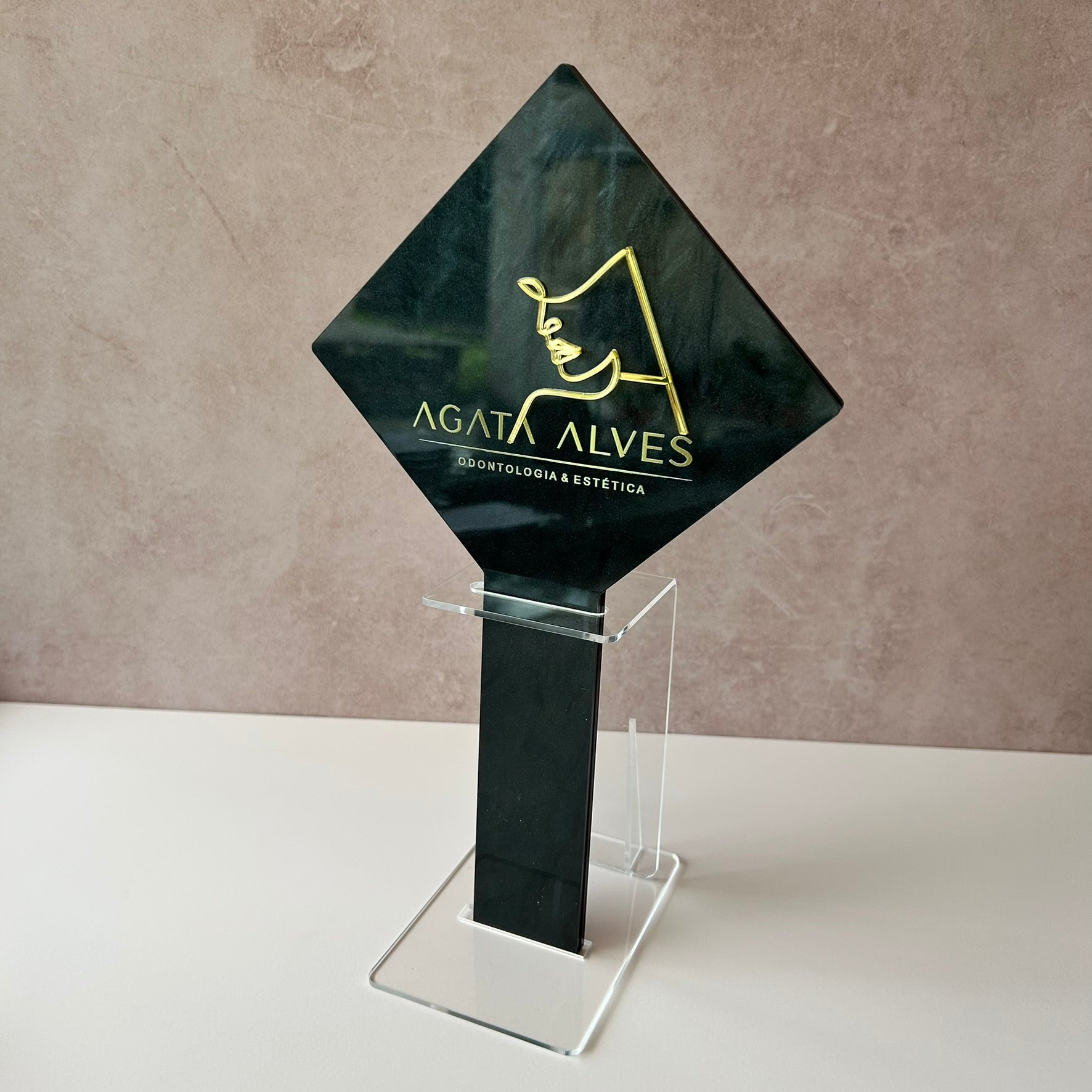 Espelho de mão personalizado em acrílico quadrado duplo + suporte