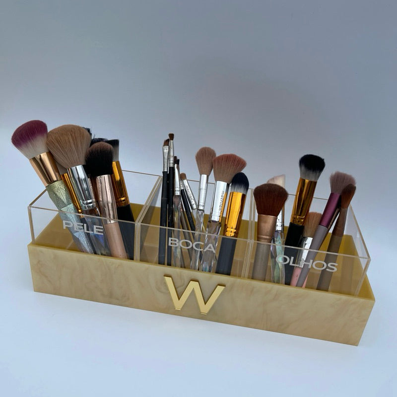 Porta Pincéis em acrílico pele/boca/olhos 4 peças personalizado maquiagem maquiadora