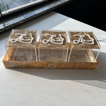 Kit organizador BASIC bandeja caixa organizadora acrílico Madrepérola personalizada